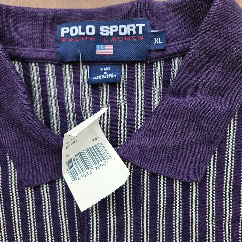 NWT Polo Sport Ralph Lauren Golf Shirt Mens XL Purple Pinstripe Long Tail